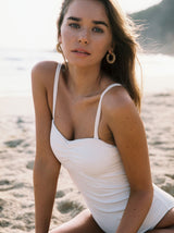 Cream Ruched Swimsuit