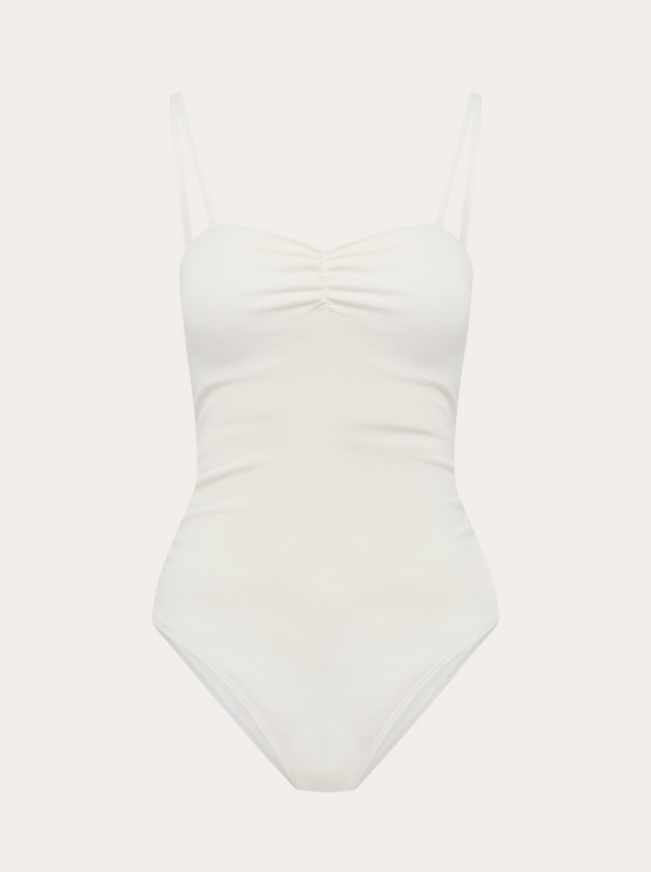 Cream Ruched Swimsuit