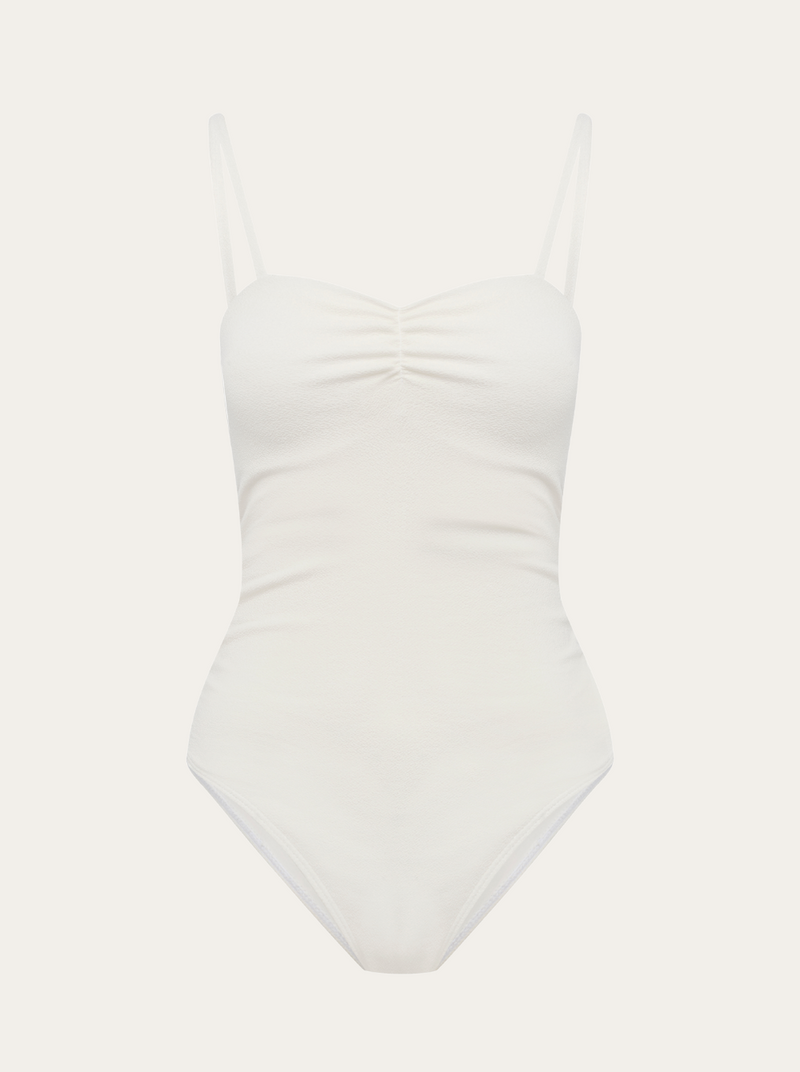 Cream Ruched Swimsuit